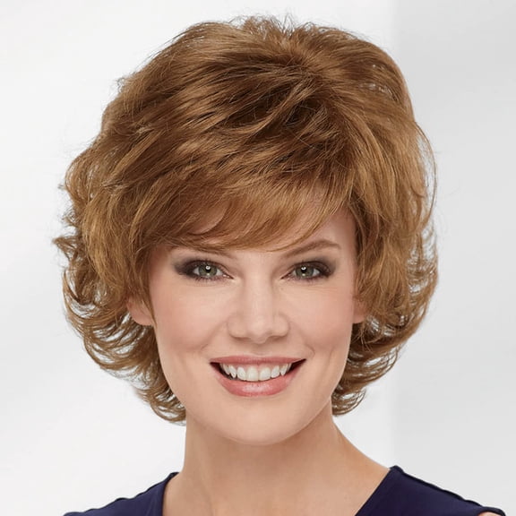 Alex WhisperLite Wig by Paula Young - Sassy Short Wig with Side-Swept Bangs and Tousled Curls / Multi-Tonal Shades of Blonde, Silver, Brown and Red