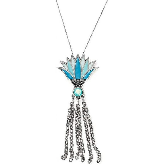 Alex and Ani 32 in. Large Blue Lotus Necklace Rafaelian Silver One Size