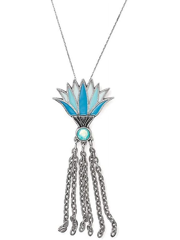 32 in. Large Blue Lotus Necklace Rafaelian Silver One Size