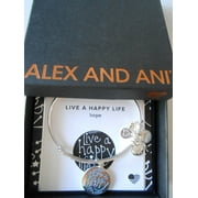Alex and Ani Charity By Design, Live a Happy Life Shiny Silver Bangle Bracelet