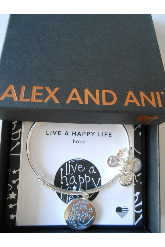 Charity By Design, Live a Happy Life Shiny Silver Bangle Bracelet
