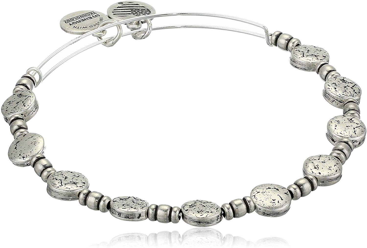Alex and Ani Coin Metal Beaded Bangle Bracelet Rafaelian Silver