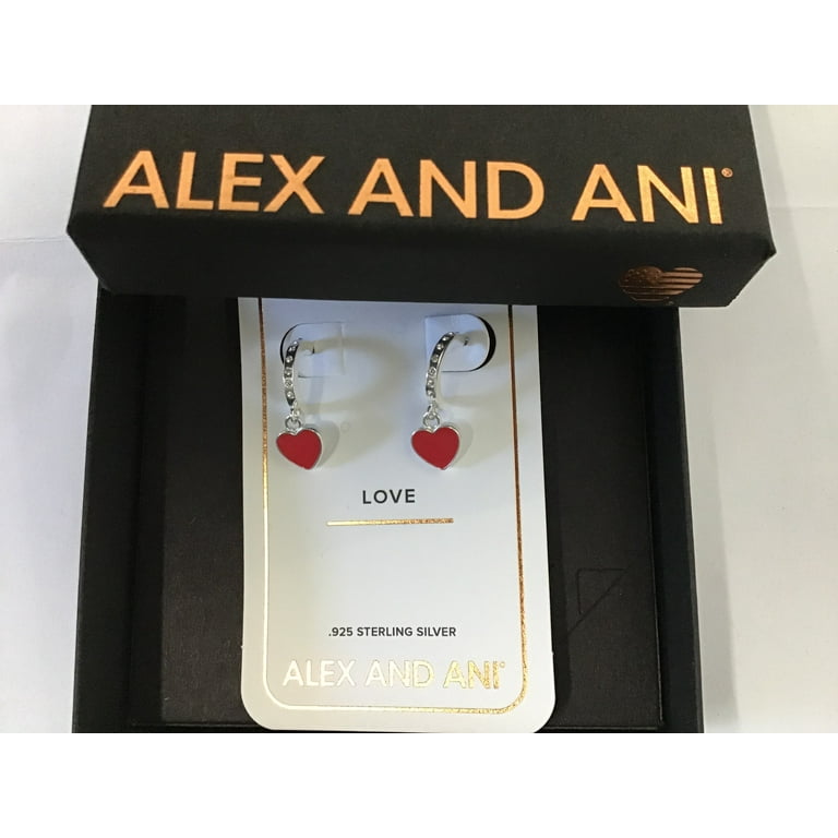 Alex and Ani Color Infusion Heart Huggie Hoop Earrings Silver One Size