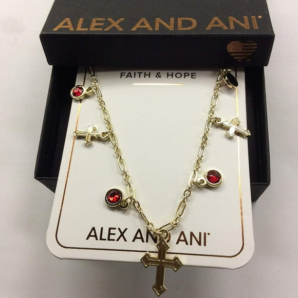 Alex and Ani Cross & Crystal 18" Delicate Necklace Shiny Gold One Size