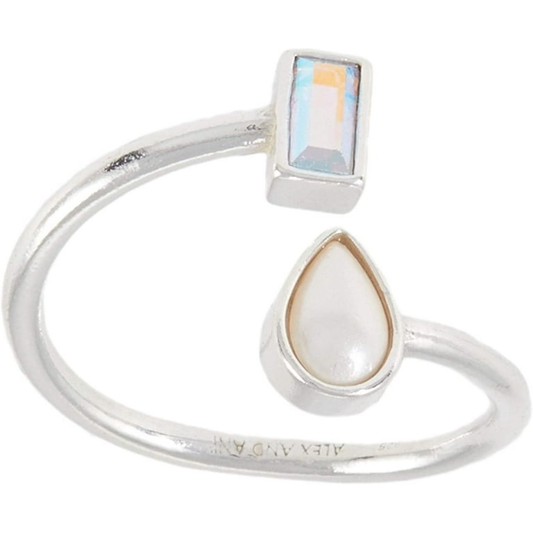 Alex and Ani Crystal Pearl Adjustable Ring Clear One Size Walmart