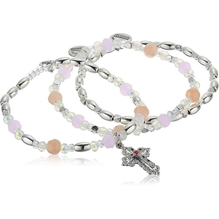 Alex and Ani Floral Cross Stretch Set of 3, RS, Rafaelian