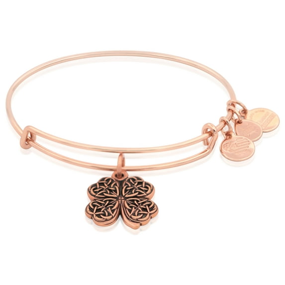 Alex and Ani Four Leaf Clover IV Bangle Bracelet ROSE GOLD New Tag Box Card