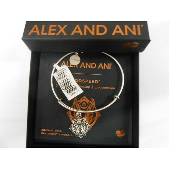 Alex and Ani Godspeed II Bangle Bracelet Rafaelian SIlver Finish With Box and Card