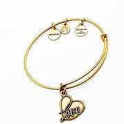 Alex and Ani Gold Flash-Plated Love Charm Bangle Bracelet with Heart Charm