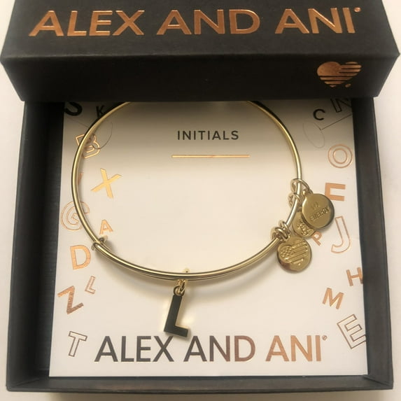 Alex and Ani Initial L III Bangle Bracelet Shiny Gold One Size