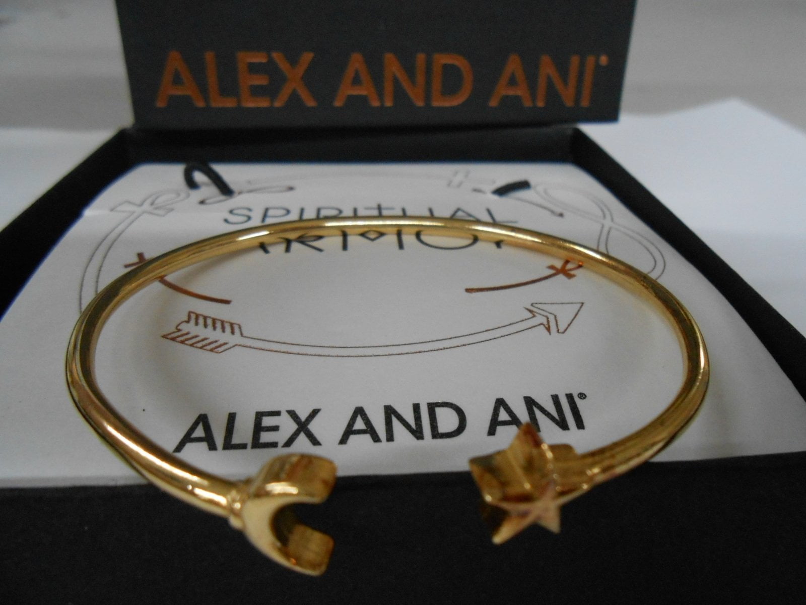 Alex and Ani Moon and Star Cuff Bracelet 14kt Gold Plated With Tag