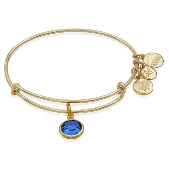 Alex and Ani September Color Code Sapphire Bangle Bracelet Shiny Gold NWTBC