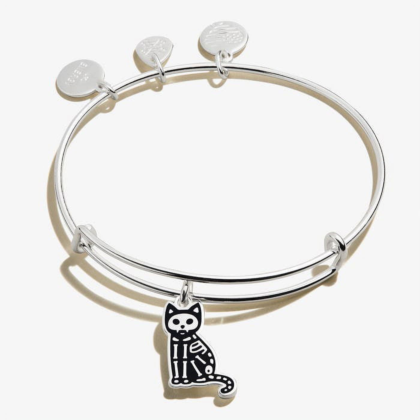 Alex and Ani Skeleton Cat Bracelet Shiny Silver One Size