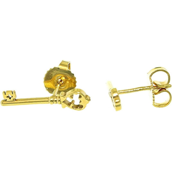 Alex and Ani Skeleton Key Post Earrings - Gold Plated