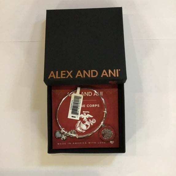 Alex and Ani US Marine Corps II Bangle Bracelet, Shiny Silver, one Size AS20USMCSS