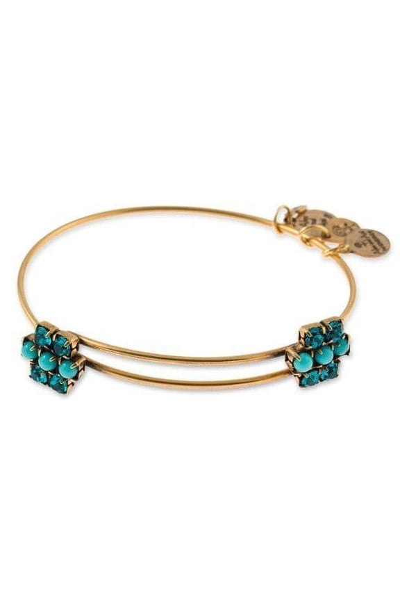 Women's Aqua Sparkler Beaded Bangle Rafaelian Gold Finish