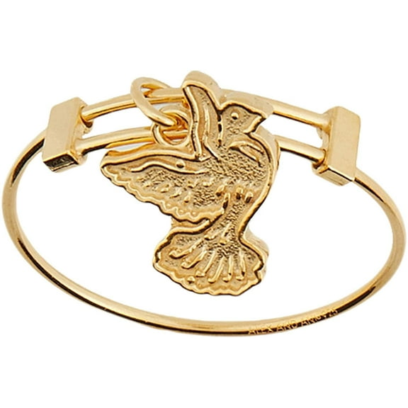 Alex and Ani Women's Expandable Wire Ring Dove, 14kt Gold Plated