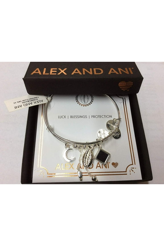 Women's Puka Shell Cluster Charm Bangle Bracelet, Shiny Silver