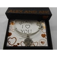 thumbnail image 1 of Alex and Ani Womens Because I Love you, Godmother Charm Bangle Bracelet, Rafaelian Silver, Expandable, 1 of 5