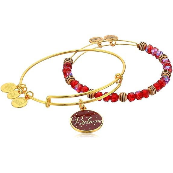 Alex and Ani Womens Believe Set of 2 Color Infusion Wine