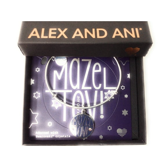 Alex and Ani Womens Mazel Tov EWB Bangle Bracelet, Shiny Silver, Expandable