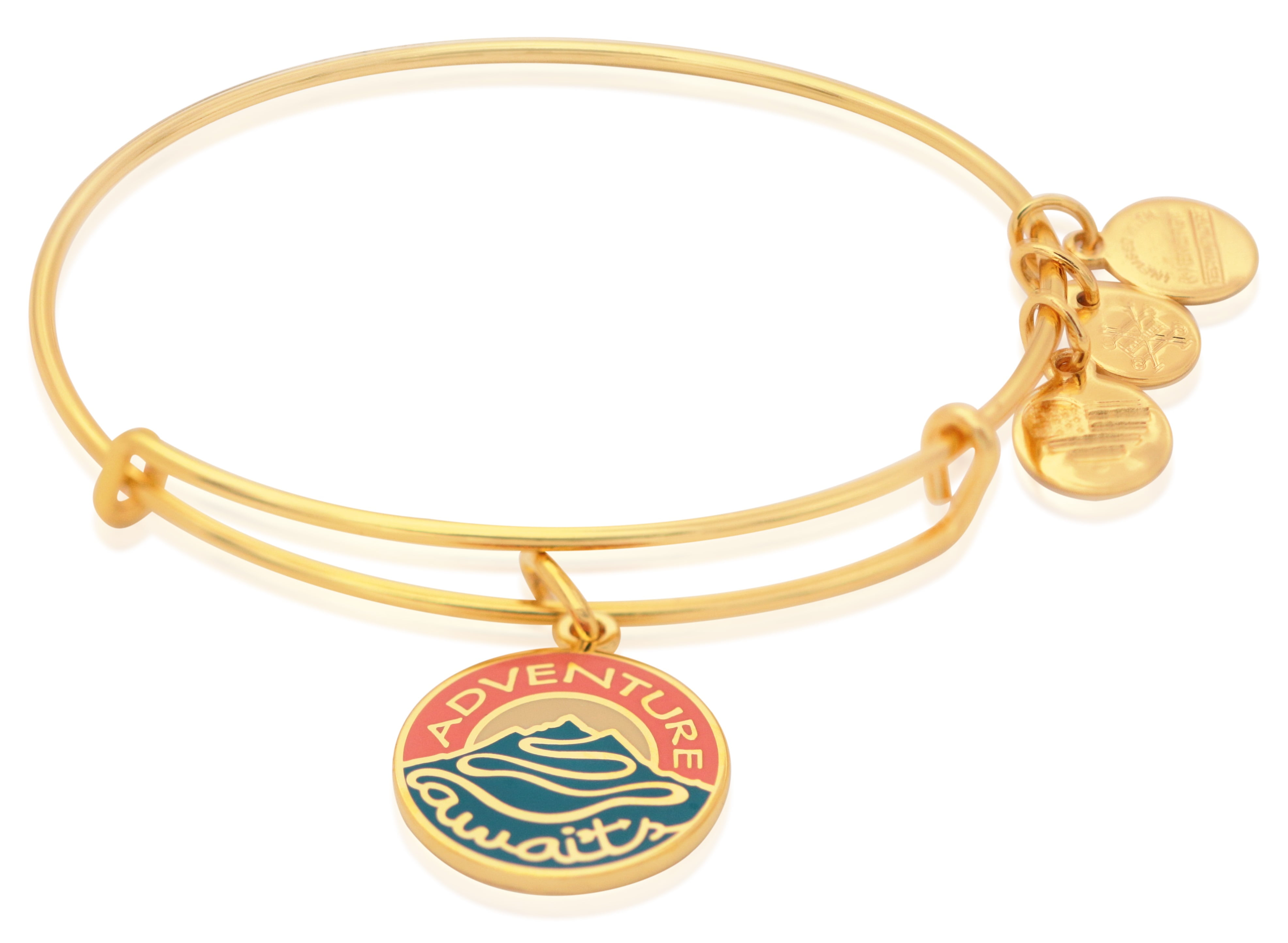 Alex and Ani Words are Powerful Adventure Awaits Bracelet Shiny Gold Expandable A18WPAASG