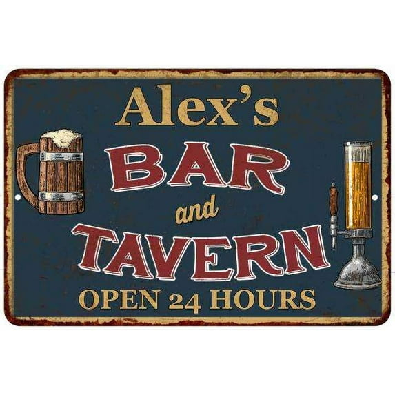 Alex's Green Bar & Tavern Rustic Sign 8 x 12 Matte Finish Metal 108120047044