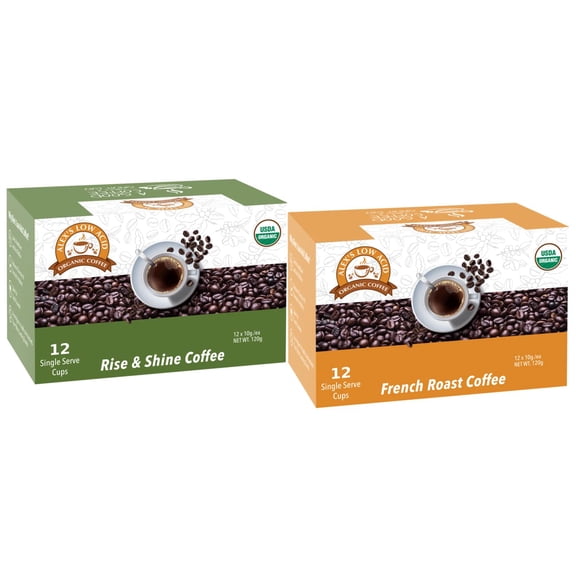 Alex's Low Acid Organic Coffee Caffeine Fiend Single-Serve Pods Variety Pack