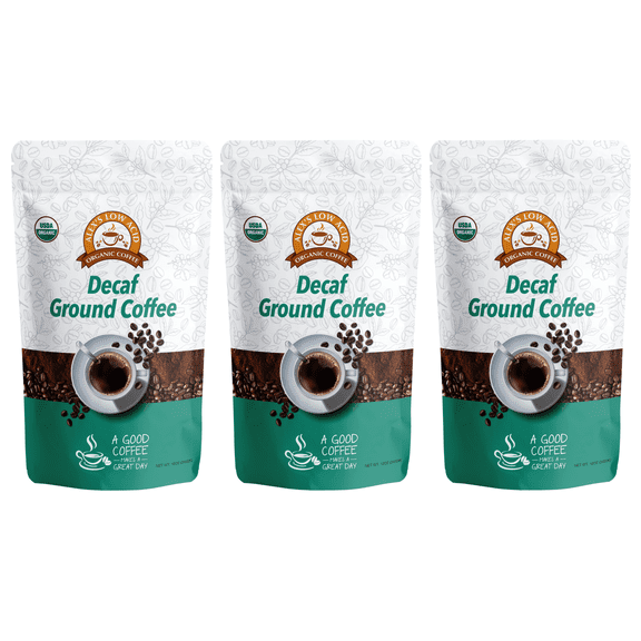 Alex's Acid-Free Organic Coffee - Fresh Ground Decaf (12oz) Size: 3 Bags