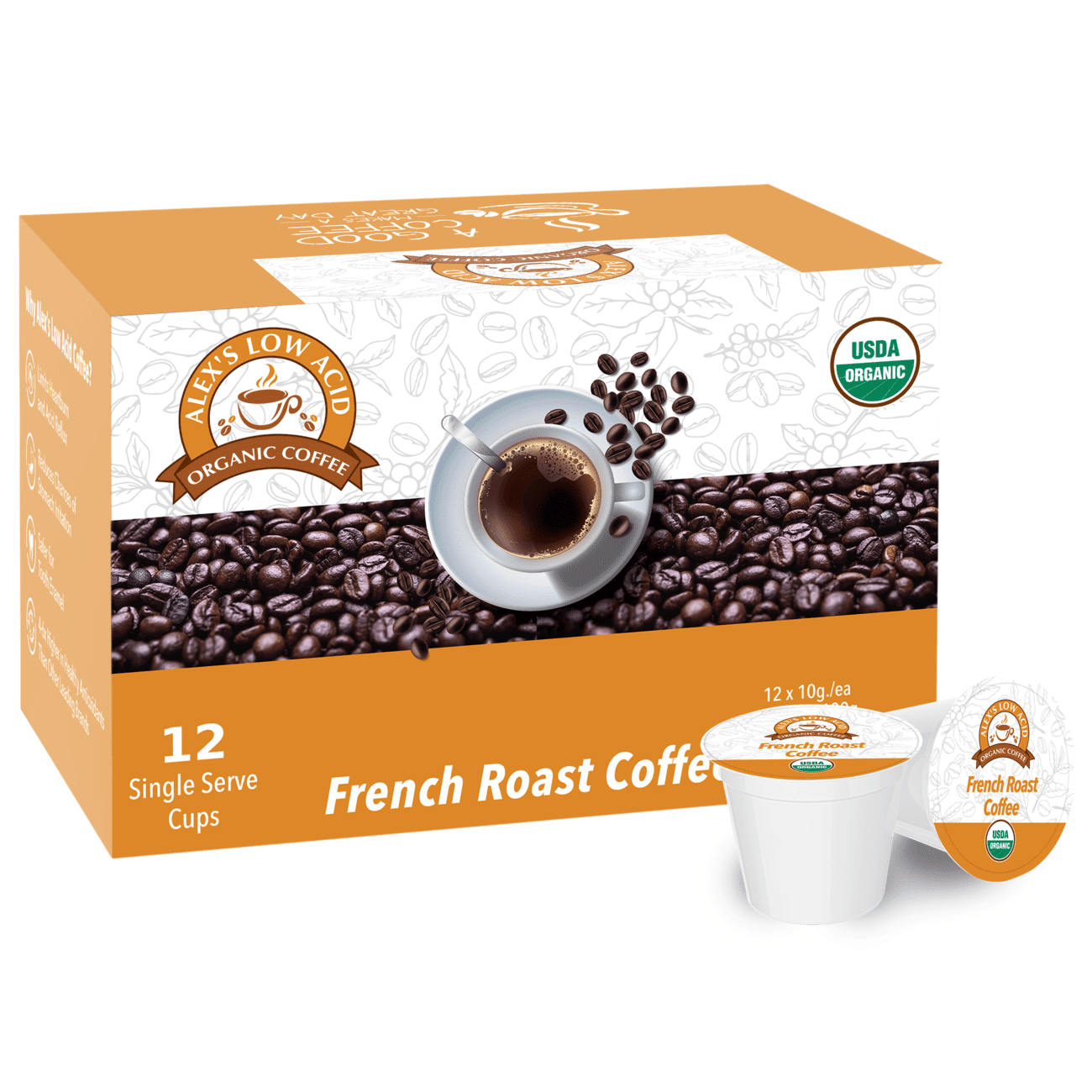 CUBITTS 金子恵治 lechoppe foundour BOUTIQUE Alex's Organic Low Acid Coffee K-Cups, French Roast - Gentle on