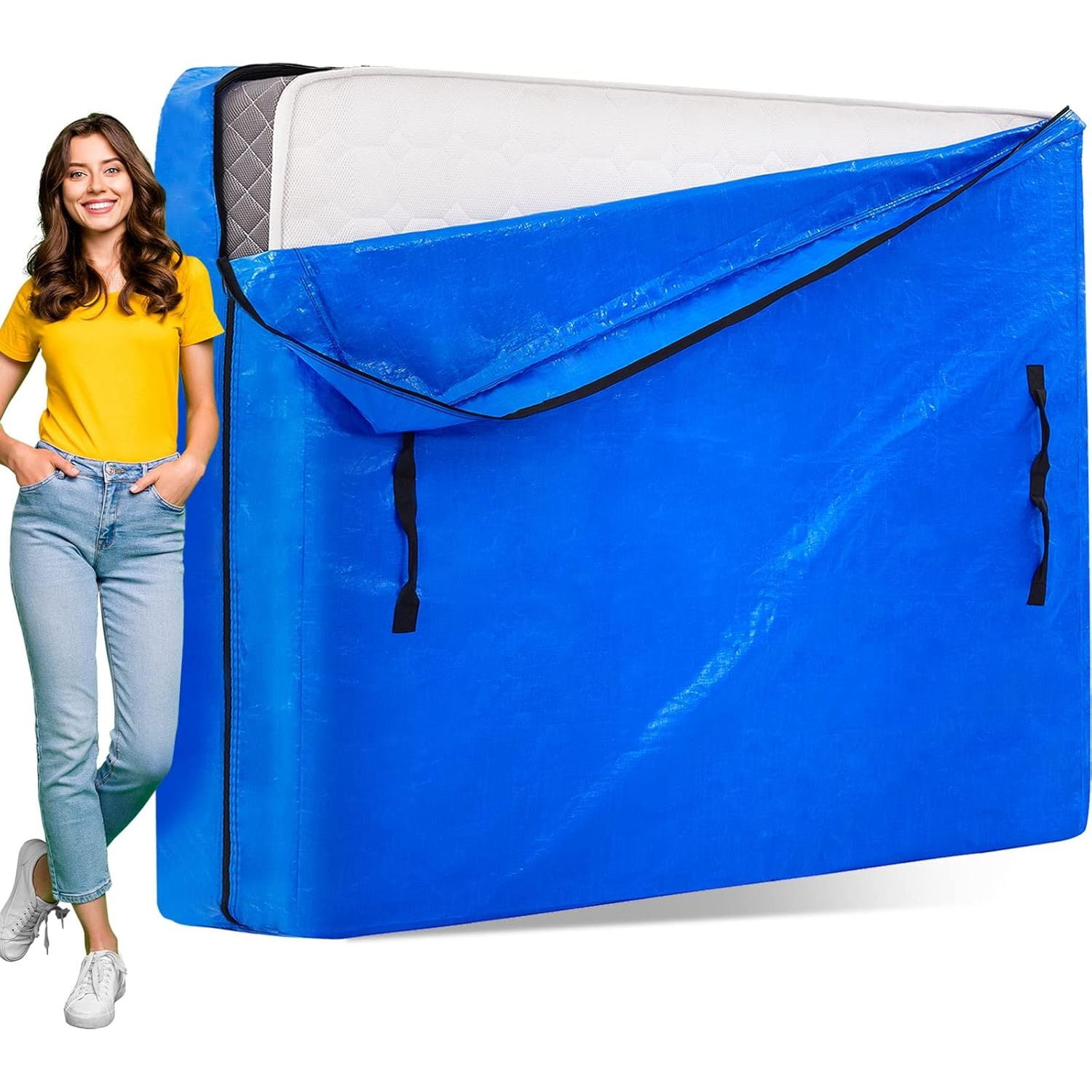 AlexHome Mattress Bag for Moving and Storage,Heavy Duty Tarp Reusable Mattress Storage Bag,Easy Carrier Mattress Moving Cover (King Size)