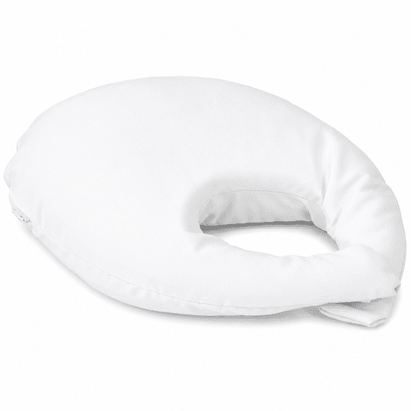 Alex Orthopedic Crescent Shaped Travel Neck Pillow – Fiber Filled Cervical Support Pillow with Removable Washable Cover, White