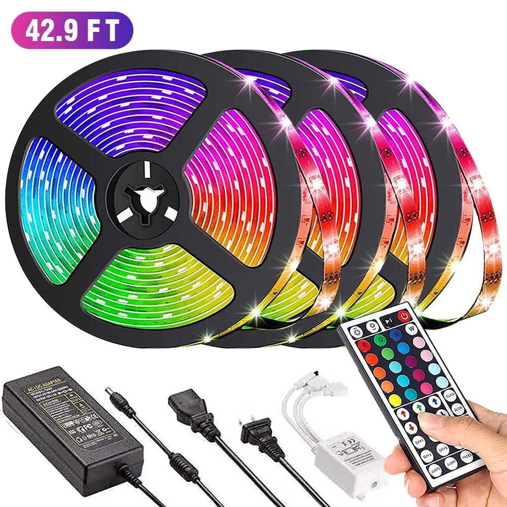 AlexTong LED Strip Lights 49.2ft Waterproof Color Changing Light Strips with Remote, Bright and Multicolor RGB LED Lights for Room, Bedroom, Kitchen, Yard, Party, Christmas