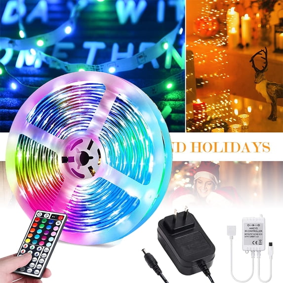 AlexTong Led Strip Lights 16.4ft 5050 LED Tape Lights with Remote Controller and Power Supply