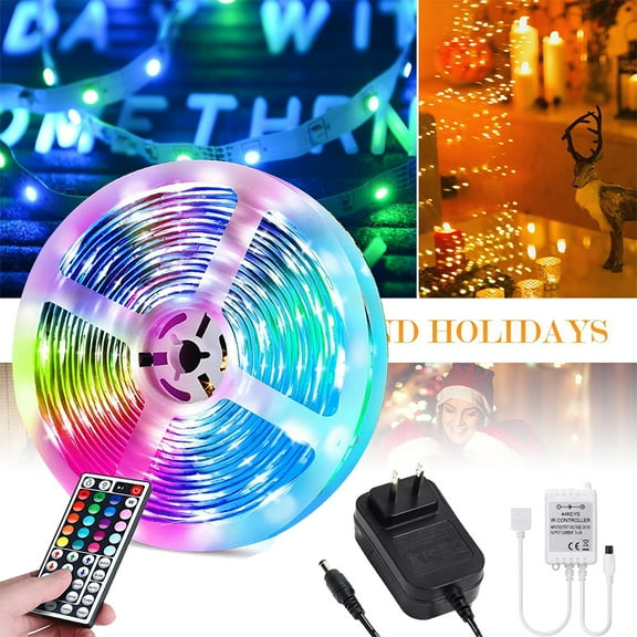 AlexTong Led Strip Lights 16.4ft 5050 LED Tape Lights with Remote Controller and Power Supply