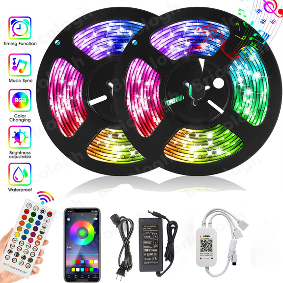 AlexTong Led Strip Lights 32.8 Feet Smart Led Lights for Bedroom Color Changing Led Light Strips Music Sync RGB Led Rope Lights with Remote App Control Led Tape Lights for Room Party Home Decoration