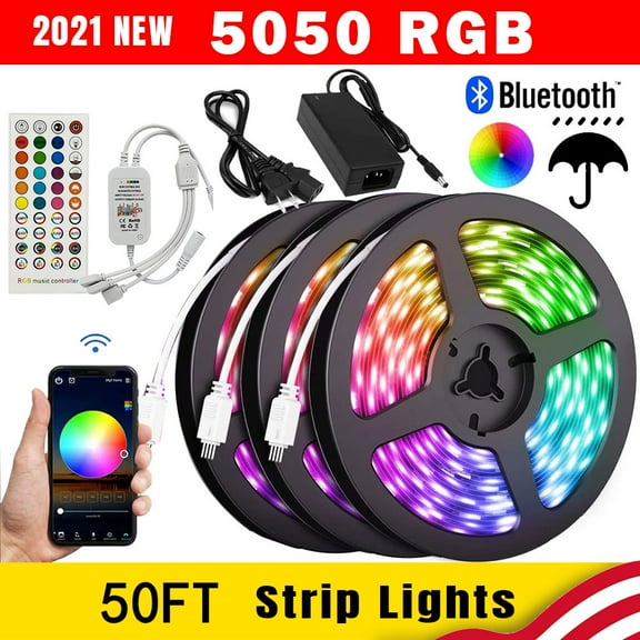 AlexTong Led Strip Lights RGB, App Controlled Led Lights, Bluetooth Segmented Control Led Lights with Chasing Multicolor Lights for Bedroom, Room, Kitchen, Party