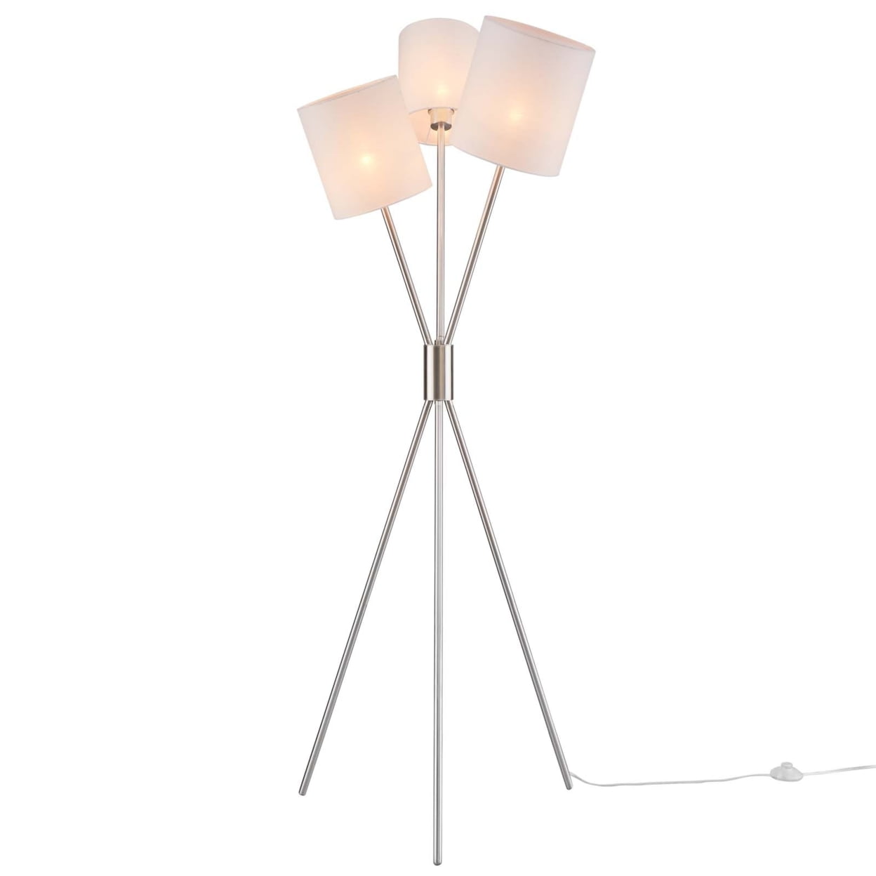 Alexa Silver Tripod 3-Light Floor Lamp with Fabric Shades