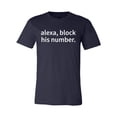 thumbnail image 1 of Alexa Block His Number Unisex Jersey Short Sleeve T-shirt-Navy-Medium, 1 of 4