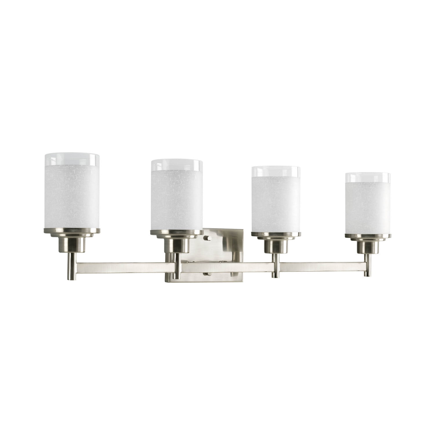 Brushed Nickel Four-Light Cylinder Bath Vanity Fixture
