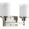 thumbnail image 1 of Alexa Collection Two-Light Brushed Nickel Etched Linen With Clear Edge Glass Modern Bath Vanity Light, 1 of 6