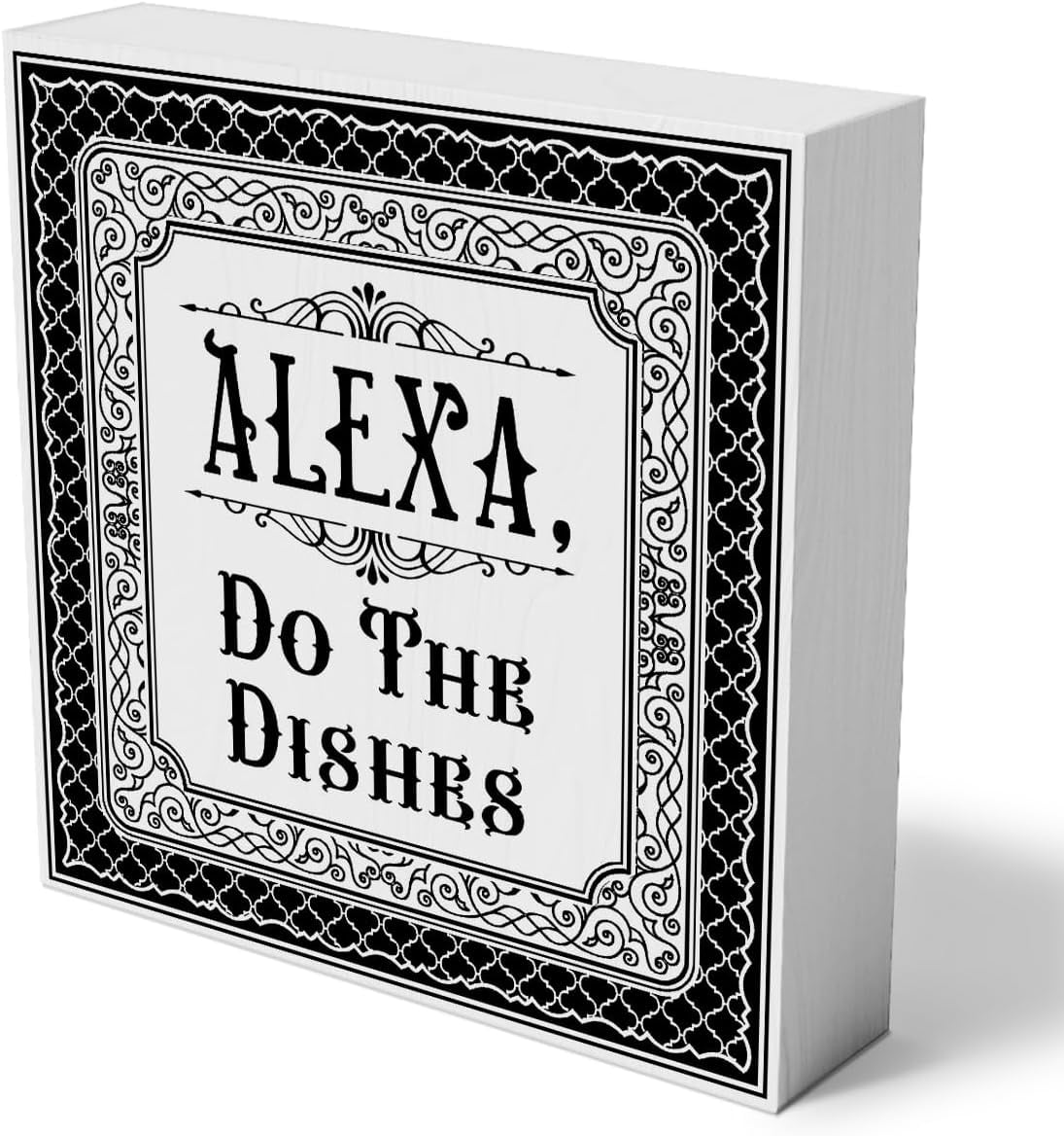 Alexa Do the Dishes Wooden Box Sign Home Kitchen Wall Decor 7x7 Inch