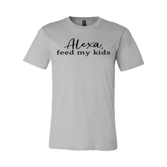 Alexa Feed My Kids Womens Jersey Short Sleeve T-shirt-Silver-5XL