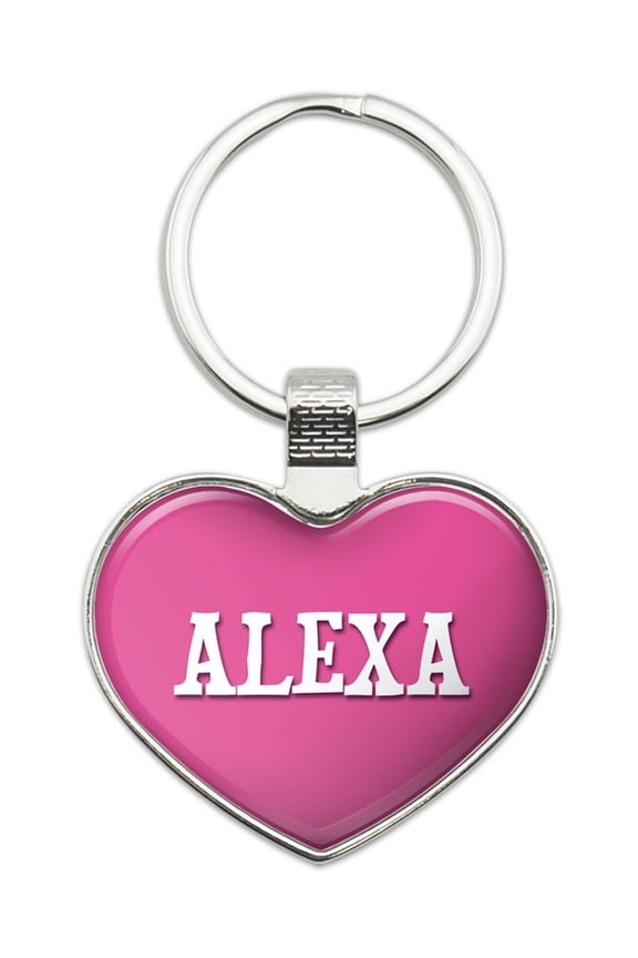 Alexa I Love Name Heart Metal Key Chain