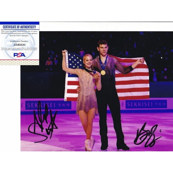 Alexa Knierim & Brandon Frazier USA 2022 Olympics Signed 8x10 Photo PSA/DNA COA D