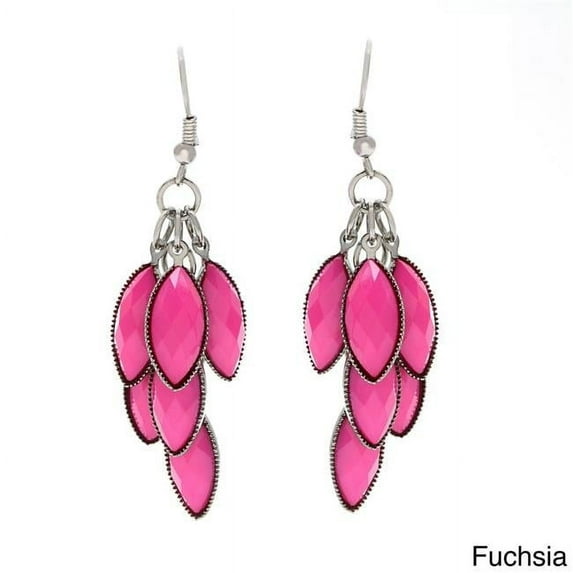 Alexa Starr 6829-EP-Fuchsia Faceted Metallic Lucite Cluster Earrings