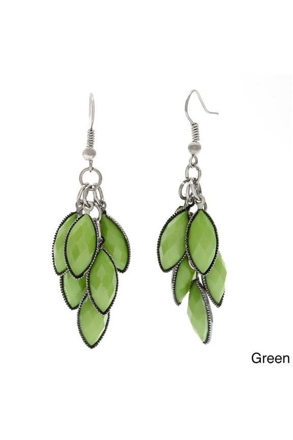 6829--EP-Green  Faceted Metallic Lucite Cluster Earrings