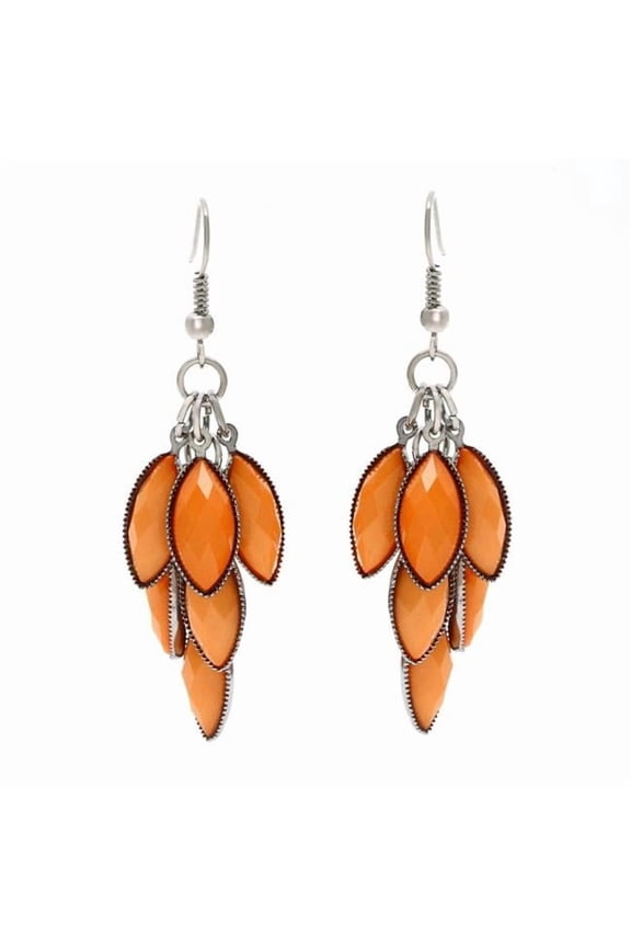 6829-EP-Red  Faceted Metallic Lucite Cluster Earrings