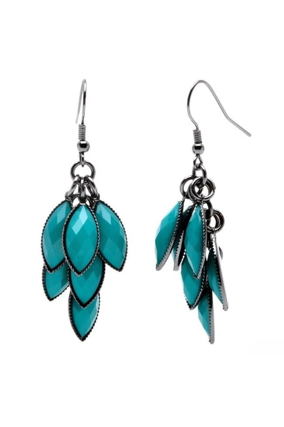 6829-EP-Teal  Faceted Metallic Lucite Cluster Earrings
