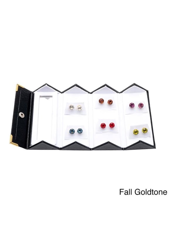 B7825/Fall-Goldtone 8mm Crystal Stud Earrings Made with Austrian Crystal Elements (Set of 6)